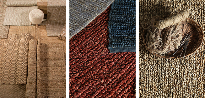 Jute and hemp multi-color rugs